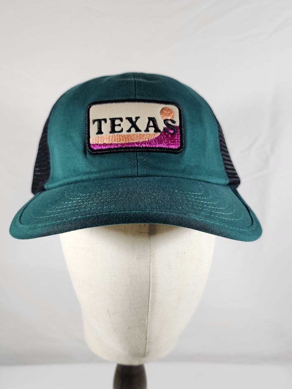 Texas Trucker Hat Snapback Cap NWT Teal Green Mesh Sunset Horizon Landscape NEW